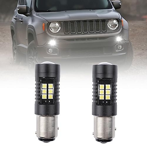 NSLUMO LED Drl Daytime Running Light Bulbs For Jee.p Renegade (BU,Bi) 2014- Pair of 21 LED P21W BAY15D Daylight, P21/5W Led Parking light