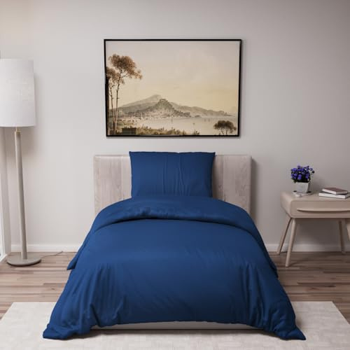 Dreamzie - Copripiumino Singolo 135x200cm con Federa 80x80cm | Blu Scuro · Sacco Piumino Singolo 135x200 · Microfibra 100% · 2 Pezzi · Cerniera · OEKO-TEX · Morbido · No Stiro