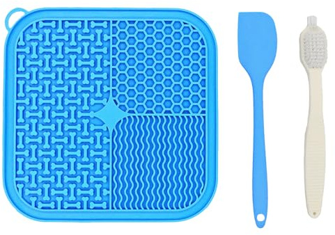 Myslie Dog Lick Mat, Slow Feeder Licking Mat for Dogs and Cats with Suction Cups, Non-Slip Lick Pad for Feeding and Training (Blue)