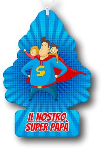Profumatore Deodorante per Auto Super Papà – Formato Albero – Idea Regalo Festa del Papà e Babbo – Accessorio Profumato per Auto