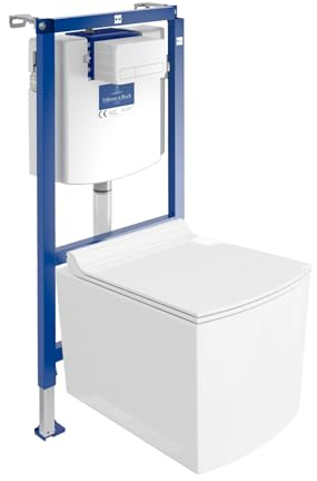 ViConnect H112 - Elemento da parete per WC da incasso con pannello di controllo + gancio a parete, per WC Fago, colore: bianco, senza bordi, set completo
