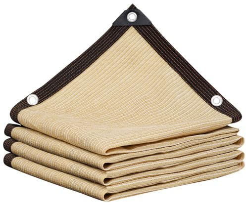 Rete Parasole Per Esterni Con Occhielli | Copertura Parasole Resistente | Rete Ombreggiante All'80% Per Pergola Da Giardino, Prato, Piante, Patio,Sabbia,4x4 M (13,1x13,1 Piedi)