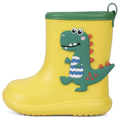 MASOCIO Botas de Agua Niño Niña Botas Respetuosas Botas Lluvia Bebe Kids Rain Boots Impermeables y Antideslizante Talla 20 21 EU Amarillo