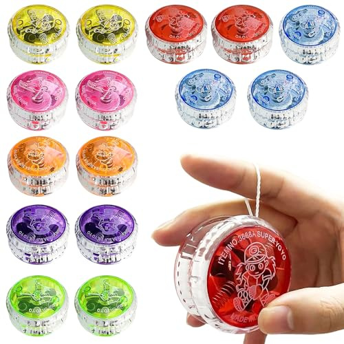 KQWVZ Giocattoli LED Yoyo Luce, 15 Pezzi Reattivo Yoyo, Yoyo Luce Led Per Bambini, Plastica Yoyo Per Bambini Reattivo, Yoyo Bambini Gadget Compleanno, per Regali di Compleanno, Feste e Celebrazioni