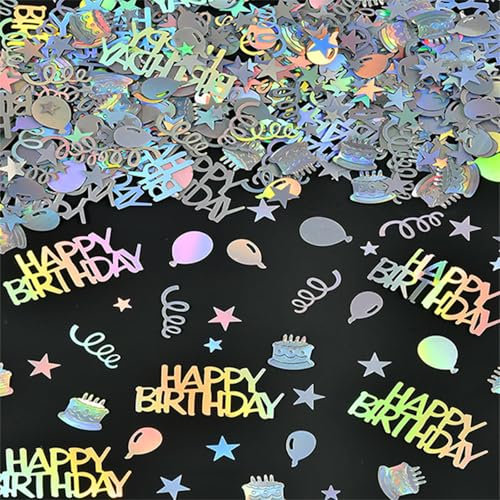 DazzJoy Glitzer Konfetti Tischdeko für Geburtstag - 450 Stück Happy Birthday Deko Luftschlangen Bunt, Stern Konfetti für Frau Mann Mädchen Junge, Streudeko Confetti
