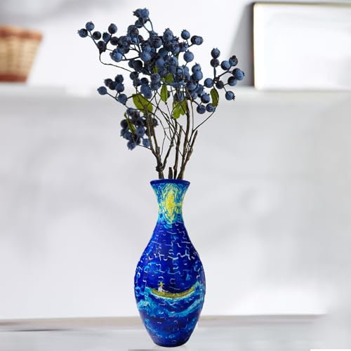 3D Vase, 160 Pieces 3D Jigsaw Puzzles for Adults, Unique Arts and Crafts for Adults, Plastic Puzzle Flower Vase, Oriental Floral Ornament for Flowers Arrangement and Home Office Decor(style C)