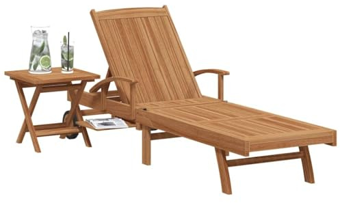 vidaXL Tumbona 2 uds. Madera de Teca Maciza Marrón
