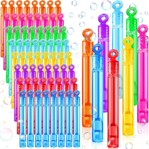 CIANBIFN 64 Pezzi Bolle di Sapone Bambini, Pensierini per Bambini Dopo Festa, Bolle Sapone con 8 Colori per Feste di Compleanno per Bambini, Matrimoni, Giochi All'aperto