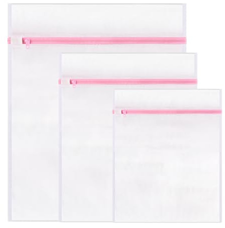 3 PCS Mesh Laundry Wash Bags, Mesh Laundry Bag For Delicates With Zipper, Washing Bag For Socks, Laundry Bag For Underwear, Tshirts, Swimsuit, Baby Clothes, Socks, Bra (60x50cm/50x40cm/40x30cm)