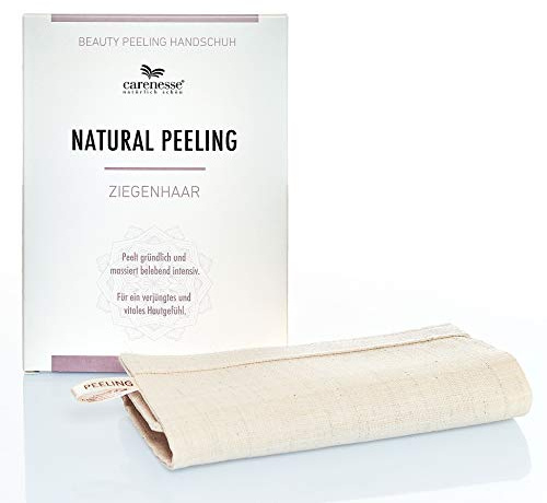Carenesse Natural Peeling Peelinghandschuh Ziegenhaar I Körper Peeling und Massage I Grober Hamam Handschuh natürlich & effektiv I Body exfoliating glove I Massagehandschuh ohne Chemie & Plastik