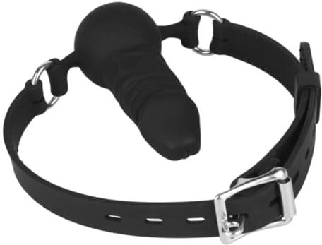 FST Silicone Realistic Dildo Gag with Ball, Adjustable Strap on Mouth Gag for SM