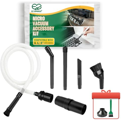 EZ SPARES Micro Cleaning Nozzle Kit,Micro Vacuum Attachment,Universal Vacuum Cleaner Attachment,Mini Micro Kit Keyboard Crevice Cleaning Tool Brush Kit,for Compact Wet Dry Shop Vacuum,Storage Bag Inc
