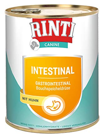 RINTI - Canine Intestinal | Leicht verdauliches Diät Nassfutter für ausgewachsene Hunde mit gastrointestinalen Problemen. Alleinfutter mit erhöhtem Elektrolytgehalt in der Dose | 6x800g Huhn