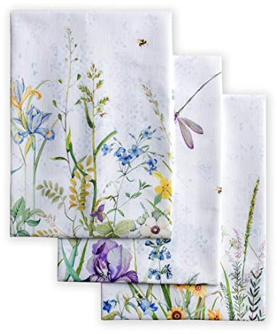 Maison d' Hermine Fleurs De Mai 100% Baumwolle Set von 3 Multi-Purpose Küchenhandtuch | Bar Handtücher | Frühling/Sommer (50 cm X 70 cm)