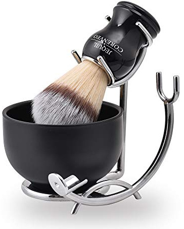 JEQUIL&CORENVEO Deluxe Shaving Kit for Men, 3 in 1 Shaving Set Includes Shaving Brush, Shaving Bowl, Razor & Brush Holder