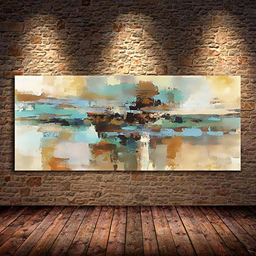 Pósteres e impresiones Cuadro sobre lienzo para pared Graffiti moderno Pósteres amarillos dorados Cuadros de arte de pared para decoración para sala de estar 60x180cm Sin marco