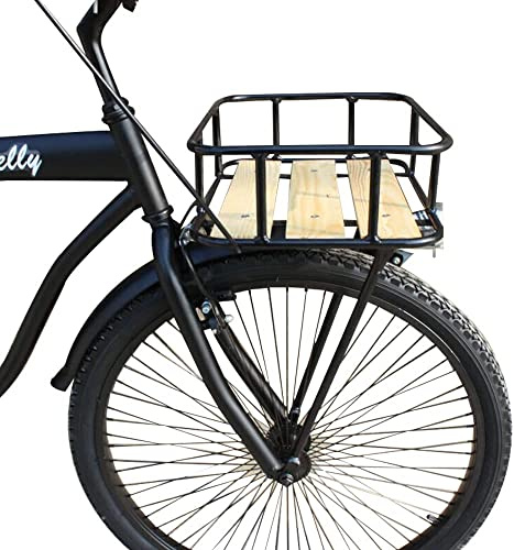 Sport Tent Front Bike Rack with Basket,Wooden Bike Pannier Rack Bicycle Front Carrier Holland Road Bike Accessories