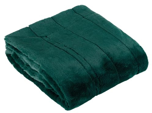 Paoletti Empress Faux Fur Throw – Soft Elegant Heavyweight Minimalist Décor Blanket for Bed or Sofa (Emerald - 140x200cm)