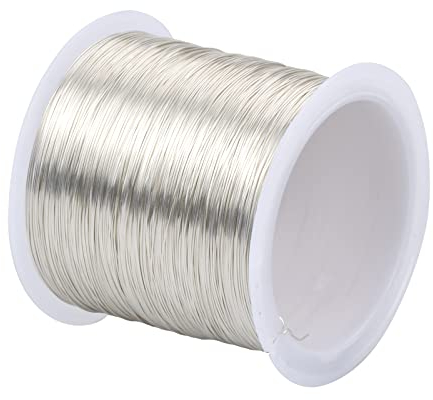 Volumoon Schmuckdraht, 0.4mm x 100m Basteldraht Dünn Blumendraht, Premium Bindedraht, Kupferdrahtrolle zur Schmuckherstellung Kupferdraht für Basteln und Schmuck Herstellung, Silber