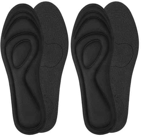 WLLHYF 2 pares de plantillas de espuma viscoelástica, plantillas de zapatos para mujeres y hombres, insertos de repuesto para zapatos, almohadillas para zapatos para aliviar el dolor de pies (negro,