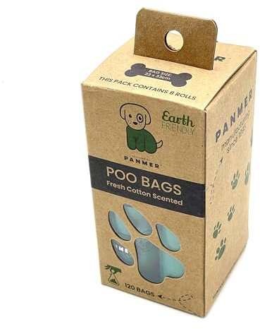 Dog Poo Bags Super Strong, Leak Proof, Fresh Cotton Scented Rolls (120 Bags)