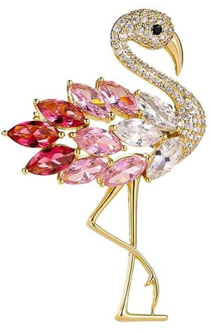 Flamingo Brooch Pin for Women - Elegant Rhinestone Crystal Lapel Pin, Perfect for Dress Hat Bag Suit Tie, Great Flamingo Gift and Fashion Accessory colorful