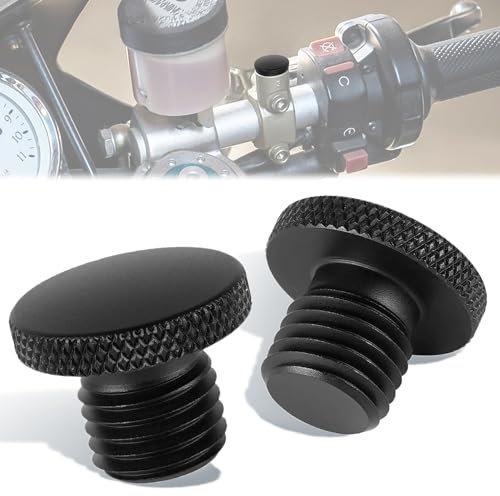 Bouchon De Retroviseur Moto, Trou Antirouille Universels M10x1.25 Bouchon Retro, Bouchon de Trou de rétroviseur moto en Aluminium CNC, Cache Retroviseur Moto, 1 x M10 Clockwise + 1 x M10 Anticlockwise