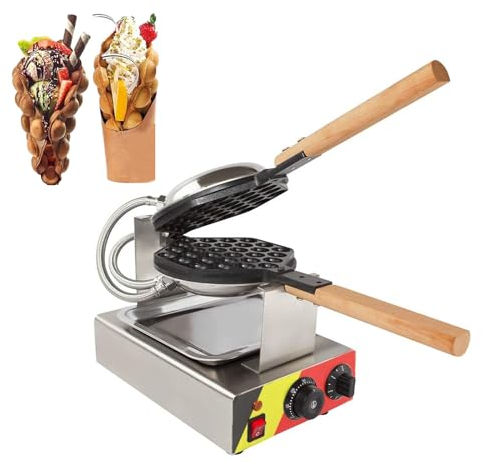 Kindevieft Gaufrier à Bulles, Plaque Chauffante éLectrique AntiadhéSive en Fer pour Gaufrier Aux œUfs De Hong Kong avec Voyant Lumineux PrêT, Machine à Gaufres à Bulles, PrêTe en Moins De 5 Minutes