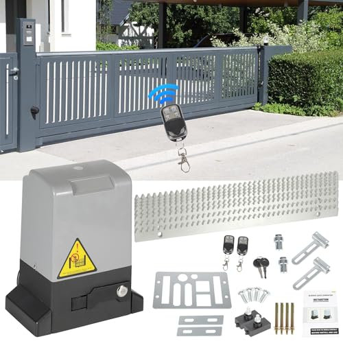 Ikodm Elektrischer Schiebetorantrieb 750W torantrieb Garagentoröffner bis 1600kg, mit 2 Fernbedienungen und Automatische Schließfunktion für Hotelbis, Fabrik