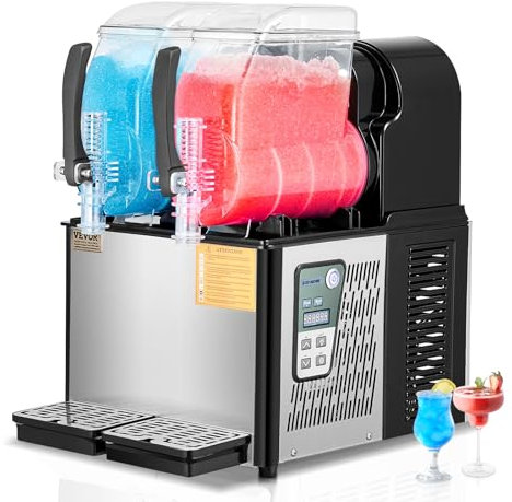 VEVOR kommerzielle Slush-Maschine 4 L x 2 Doppeltank Slush-Eismaschine Slushy Machine für gefrorene Getränke, 32 Tassen Margarita-Smoothie-Maschine für Partys zu Hause Restaurants Cafés Bars