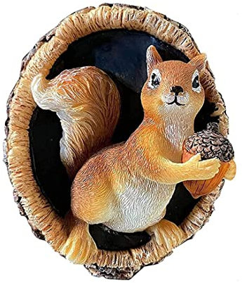 KYEQATY Jardin Arbre Face Ornements de Jardin Ornements de Jardin extérieur écureuil Statue Jardin GNOME décor Mural décor Arbre Arbre Sculpture pour Le Jardin de fées