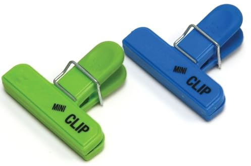 Rocky Mountain Goods Mini Bag Clip Set – 2-Pack, Blue and Green – Strong Spring Closure – Ideal for Chips, Cereal, and Food Storage – Durable and Colorful Kitchen Clips