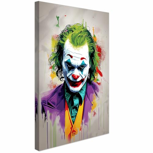 AREDE Quadrо su Tela - Stampa d’Arte Moderna | Il Joker | 40 x 60 cm| Decorazione Parete per Soggiorno, Camera, Ufficio, Cucina | Idea Regalo Originale | Pronto da Appendere