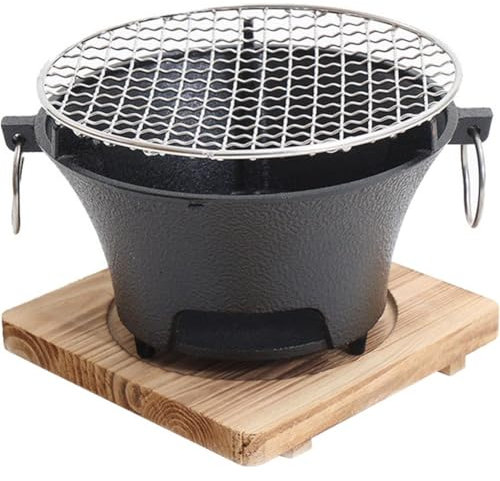 Gril À Charbon De Bois en Fonte Rond Multifonctionnel, Gril À Charbon De Bois Portable, Gril De Camping, Poêle De Table, Gril À Charbon De Bois pour Barbecue, Pique-Nique