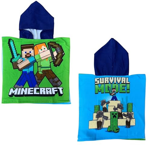 CARTOON Strandponcho badrock för barn mikrofiber polyester storlek 50 x 100 cm strand pool, Minecraft, one size