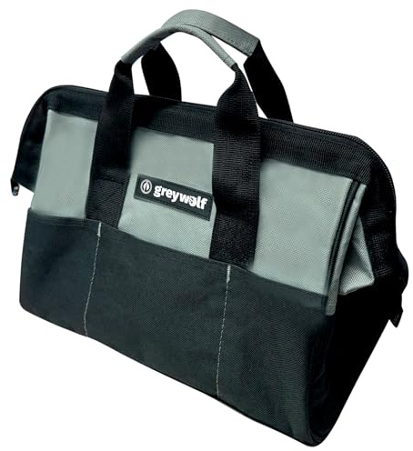 Greywolf Borsa per attrezzi resistente da 30,5 cm, borsa per attrezzi, materiale rinforzato 600D con 6 grandi tasche, manici imbottiti, borsa per attrezzi a bocca larga è perfetta per elettricisti