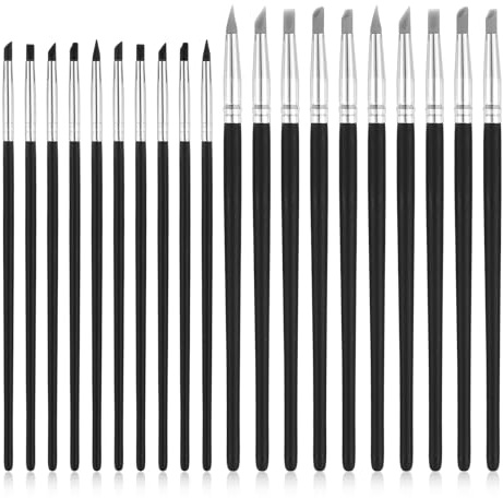 JIEYAO 20 pennelli in silicone, pennelli in gomma, per pittura con i numeri, set di pennelli in silicone, per modellazione, pittura, fai da te, opere d'arte (3 mm + 5 mm)