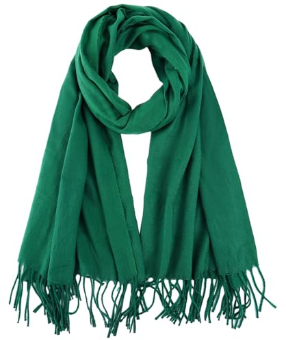 Ladies Scarf Long Warm Winter Scarves Green Pashmina Shawls and Wraps for Wedding Evening Dresses(Green)