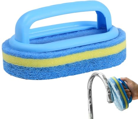 Raypontia Kökssvamp med handtag, svampborste skrubborste med ergonomiskt handtag – hushåll skrubbsvamp för handfat toalett kakel badkar dusch pool badrum rengöring