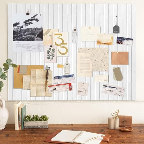 Grand tableau d'affichage en feutre blanc autocollant, 90 x 60 cm, tableau d'affichage moderne de 0,9 cm d'épaisseur, vision board set, mur photo, plaque de liège, pegboard, memoboard, plaques en