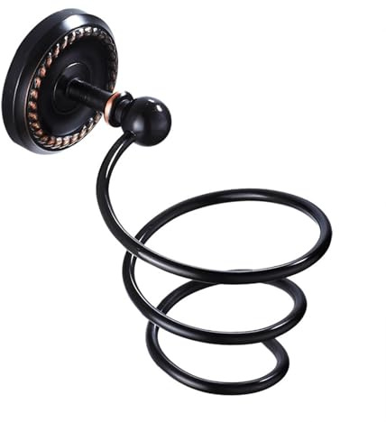 GIUPLOKID Scaffale portaoggetti per Parrucchieri, Porta-phon da Parete in Ottone Nero 15x8x12,5 cm