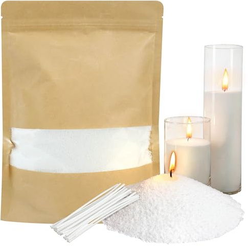 500g Candle Sand and Wicks, White Pearled Candles, Candle Making Supplies to Make Your Own Sands Candle, Sand Wax Candle Granules + 20 Wicks