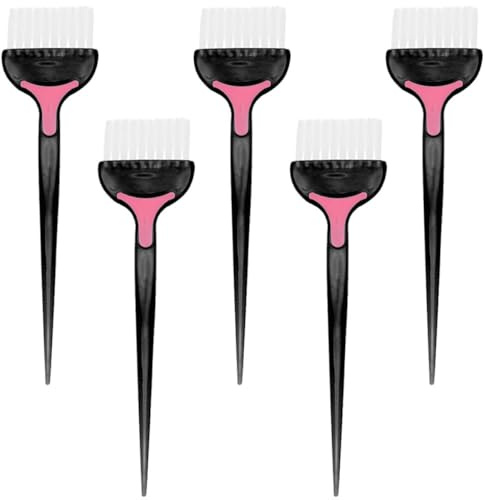 ADOCARN Set 5 Pezzi Spazzole per Tintura Chioma in Abs Nero, Morbide e Lavabili, Facili da Pulire per Uso Parrucchiere e Fai-da-te Colore Chioma