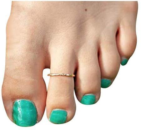 Ellie J Maui Toe Ring for Women– Adjustable – Silver, Gold, or Rose Gold – Simple and Comfortable,1.3mm Hammered Band | Gold Filled, Rose Gold, Sterling Silver (Hammered, Gold)