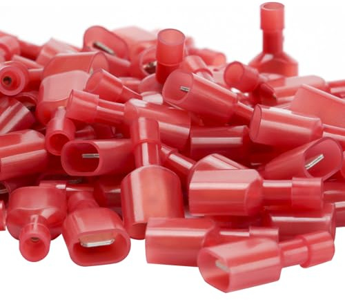 Red Male Spade Connector 22,20,18,16 AWG/Gauge Disconnect Crimp Terminals