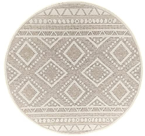 the carpet Calgary - robuster Teppich, Flachgewebe, modernes Design, ideal für Wohnzimmer, Esszimmer und Außenbereich, In- und Outdoor, Vintage-Optik, Boho-Style, Beige, 120 x 120 cm