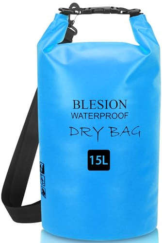 BLESION Sac Étanche, Sac Etanche avec Sangle Réglable, Dry Bag (5L/10L/15L/20L/30L) pour Kayak Bateau Canoeing Camping Piscine Rafting Pêche Voile Surf (Bleu, 30L)
