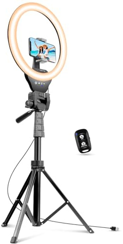 Sensyne 12-inch Ring Light with 67-inch Selfie Stick, Tripod and Phone Holder, Selfie Remote Control Circle Light for Live Stream/Video Recording/TikTok, Compatible with All Phones and Cameras