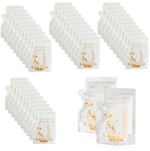 40 Stück vorsterilisierte Aufbewahrungsbeutel, Muttermilch Aufbewahrungsbeutel, 250 ml Milchgefrierbeutel, Frischhaltebeutel mit Leiter, Doppelreißverschluss