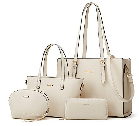 Women Fashion Synthetic Leather Handbags Tote Bag Shoulder Bag Top Handle Satchel Purse Set 4pcs